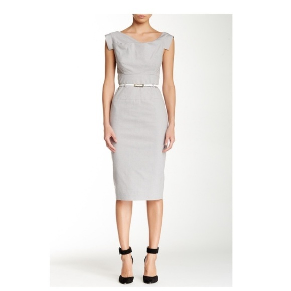 Black Halo White Black Pin Stripe Jackie O Draped - Picture 6 of 8